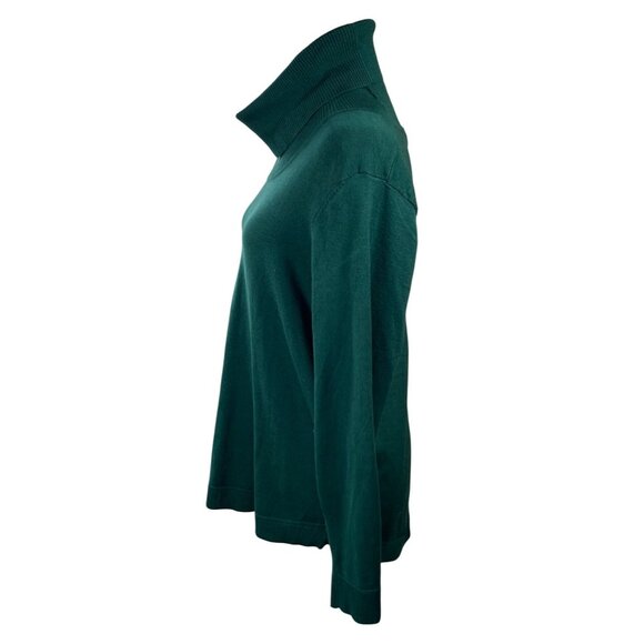 Cable & Gauge Sweater Button Back Turtleneck Forest Green XL Extra Large - Picture 2 of 6